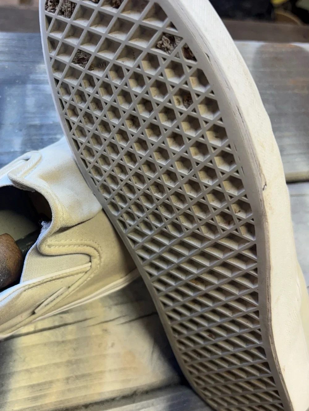 Vans slip on sneakers in cream & tan #skateboarding #slipons size Men 10